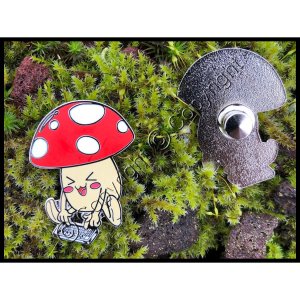 (image for) "Let's Play" Enamel Mushroom Pin